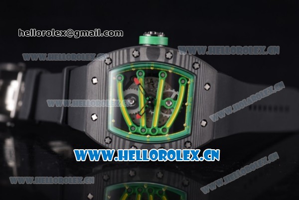 Richard Mille RM 59-01 Miyota 9015 Automatic PVD Case with Skeleton Dial Dot/Arabic Numeral Markers and Black Rubber Strap - Click Image to Close